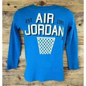 Air Jordan Boys Blue Long Sleeve Thermal Shirt Medium Streetwear